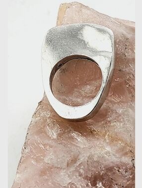 HALLOW GEOMETRIC RING HANDMADE IN RECYCLED STERLING SILVER METAL SIZE 8.5